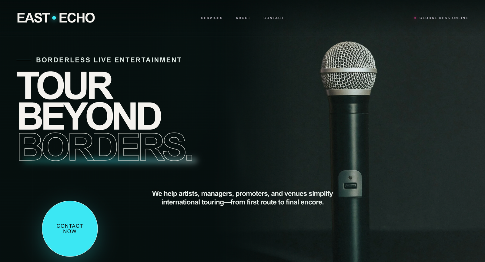 East & Echo desktop homepage